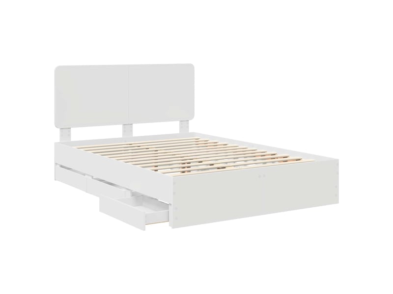  Lit double- lit adulte -  cadre de lit avec tiroir blanc 150 x 200 cm bois ingénierie  - Conforama D