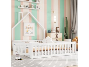 Lit cabane 140x190 cm coloris blanc