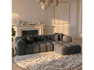 Canapé d'angle gauche convertible MORPHEA Alba L Convertible 4 places Tissu bouclette gris avec coffre de rangement