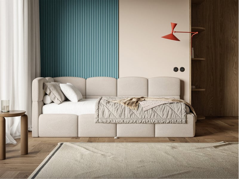 Selsey cloudy - lit rembourré - 170x185 cm - chenille crème - côté gauche Cloudy - Conforama B
