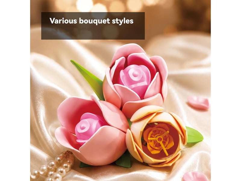 Set de construction bouquet de tulipes et roses, 612 pièces – kit de fleurs artificielles pour adultes - Conforama D