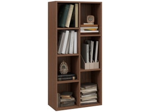 Bibliothèque cubique en bois avec 7 étagères de tailles différentes, 50 x 24 x 106 cm, couleur noyer