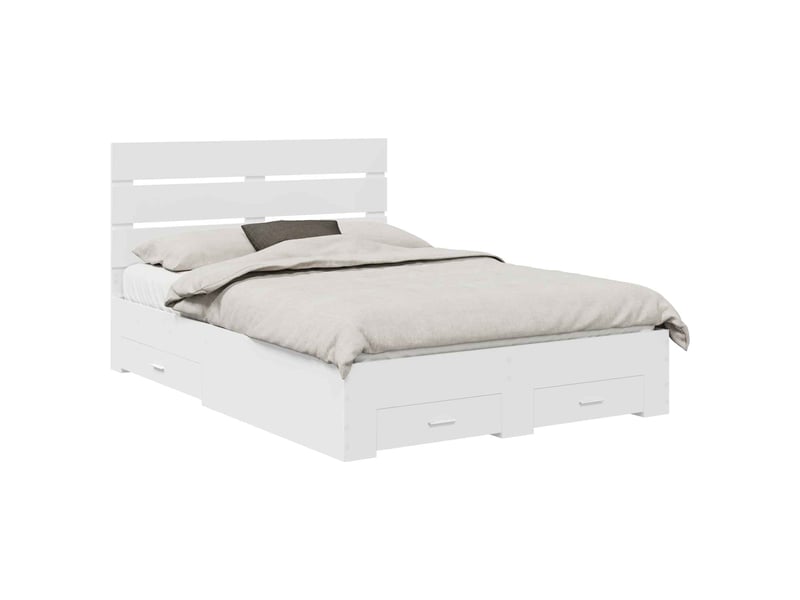 Lit double- lit adulte - cadre de lit avec tiroir blanc 160 x 200 cm bois d'ingénierie - Conforama A