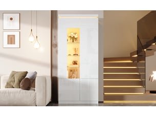 Vitrine coloris blanc 6 étagère(s) <strong>BIQZUYA</strong> <strong></strong> - 80 cmx180 cm