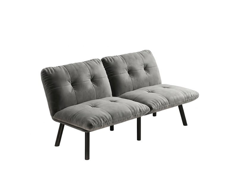  Canapé convertible 2 places gris en velours, canapé-lit avec fonction couchage  - Conforama A