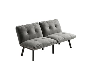 Canapé convertible 2 places gris en velours, canapé-lit avec fonction couchage