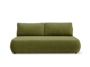 Canapé droit convertible   4 places Tissu vert avec coffre de rangement