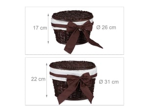 Lot de 2 corbeilles de rangement décoratives avec couvercle empilables 22 x 31 cm et 17 x 26 cm en bois blanc 13_0004368