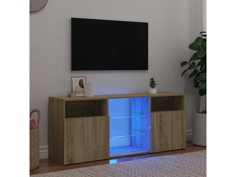  Meuble tv - banc tv - meuble de rangement avec lumières led chêne sonoma 120x30x50 cm  - Conforama B