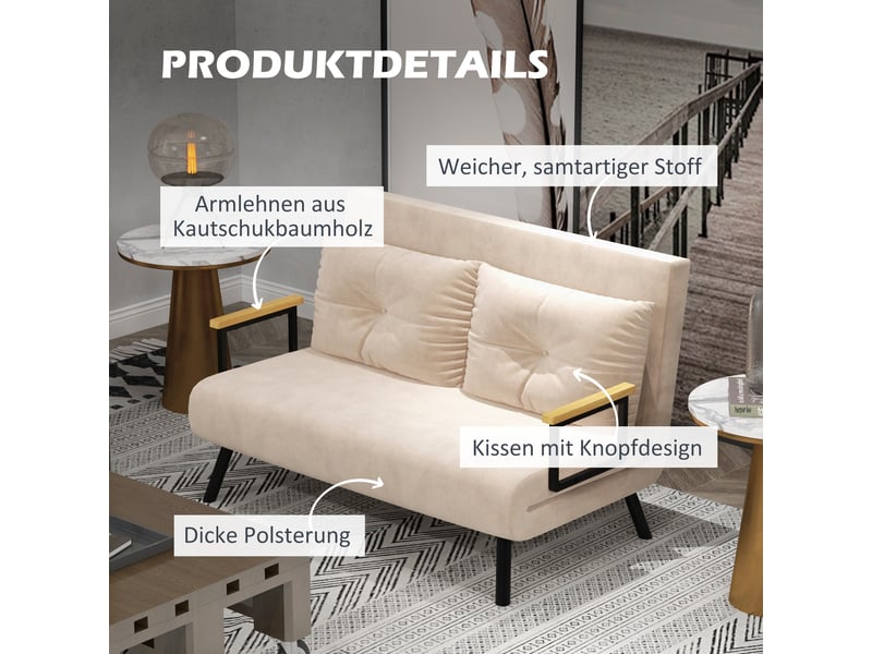  Fauteuil convertible avec dossier réglable  - fonction lit, coussin, cadre acier, polyester - beige  - Conforama E