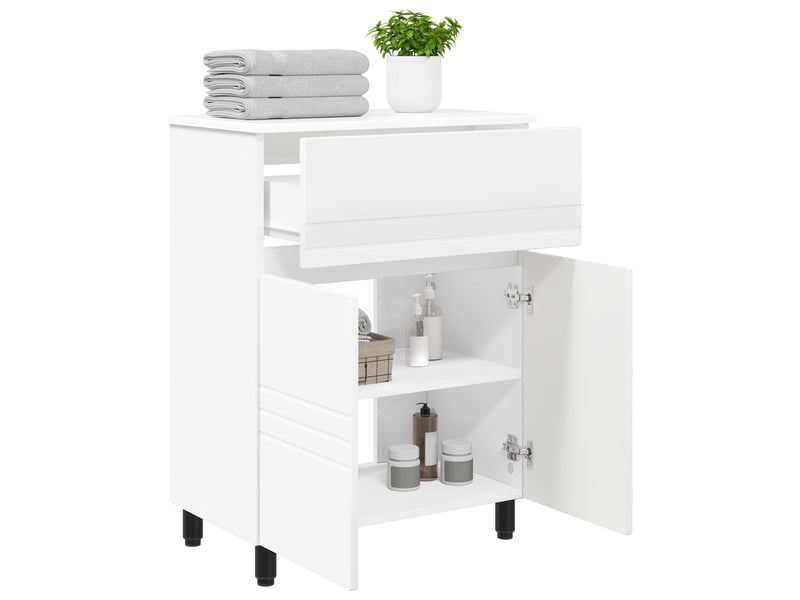  Unité de vanité de salle de bain, meuble de rangement blanc 60x35x80 cm  - Conforama C