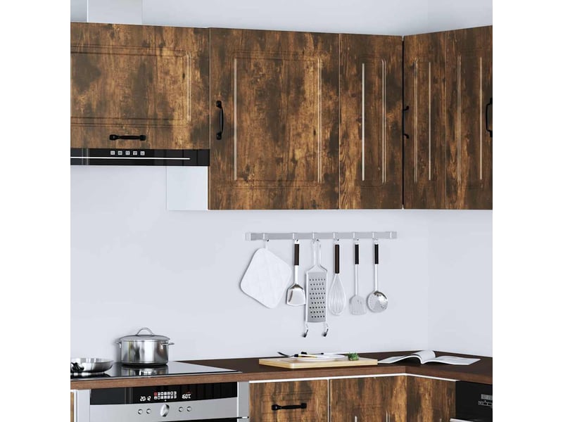  Meuble de rangement, armoire murale de cuisine kalmar en chêne fumé et bois d'ingénierie  - Conforama C