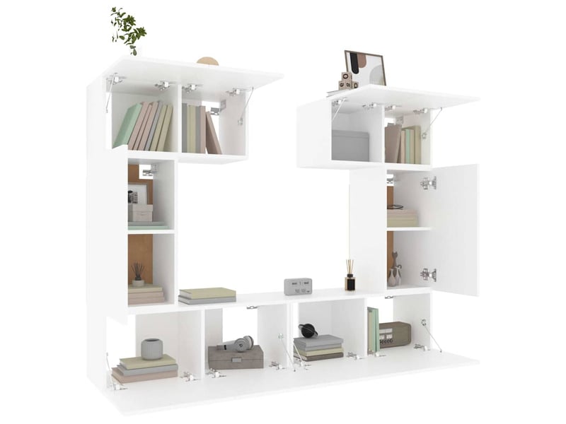  Ensemble de meubles tv - banc tv - meuble de rangement 6 pcs blanc bois d'ingénierie  - Conforama D