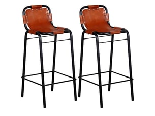 Lot de 2 tabouret de bar, chaise de bar cuir véritable shl84327