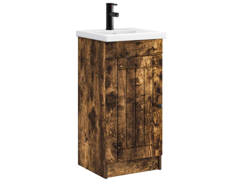  Meuble de salle de bain avec évier chêne fumé 42x40x84.5 cm shl9705  - Conforama A