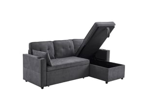 Canapé d'angle réversible convertible MODENVIE  3 places Polyester gris avec coffre de rangement
