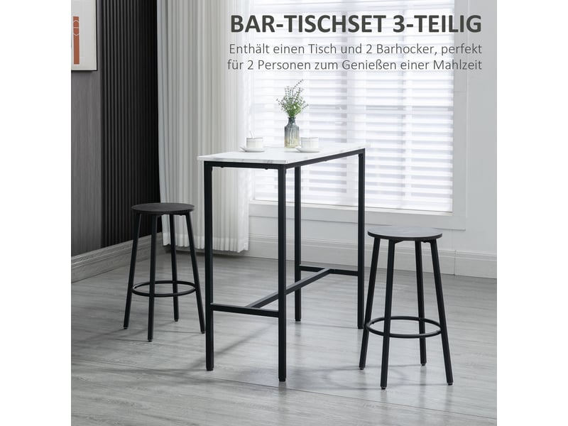  Ensemble table et chaises de bar avec 1 table et 2 tabourets  - repose-pieds - acier - blanc  - Conforama E