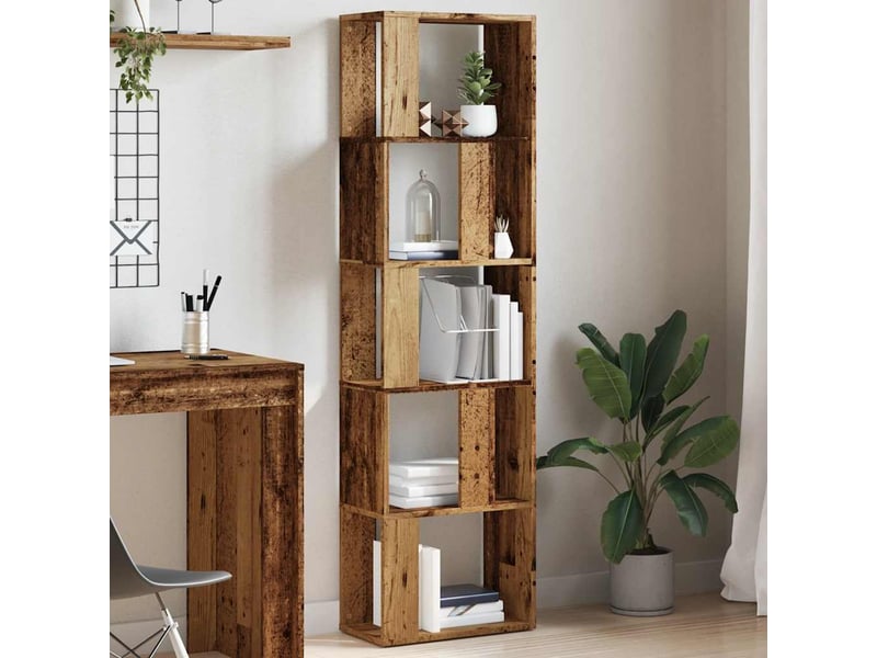  Bibliothèque, meuble de rangement salon vieux bois 45x24x159 cm bois d'ingénierie  - Conforama C