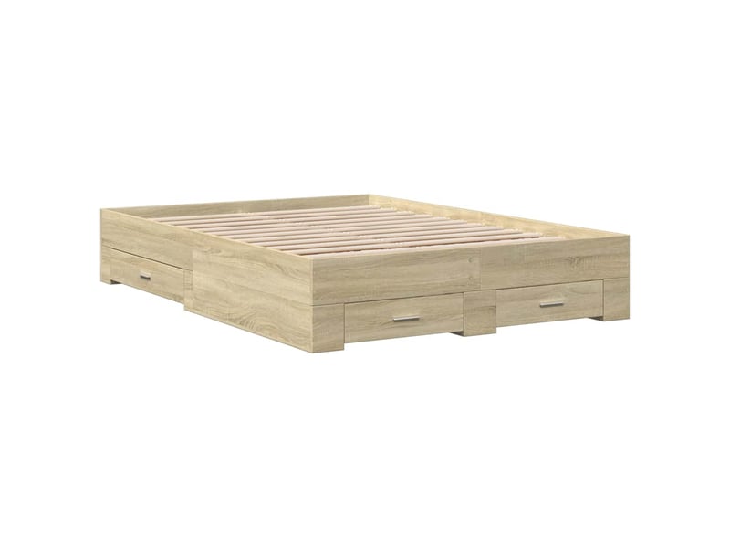  Lit double- lit adulte -  cadre de lit avec tiroirs sans matelas chêne sonoma 135x190 cm  - Conforama B