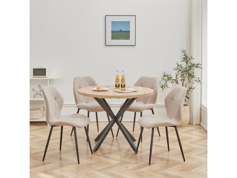  Lot de 6 chaises - chaise de salle à manger vintage en forme de diamant - chaise en lin - pieds en métal(beige) Grand-house - Conforama E