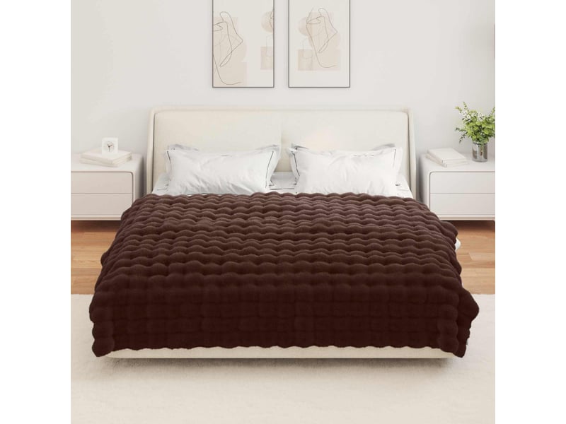  Couverture décorative, couverture antidérapante en fausse de lapin 4 pc camel shl90240  - Conforama D