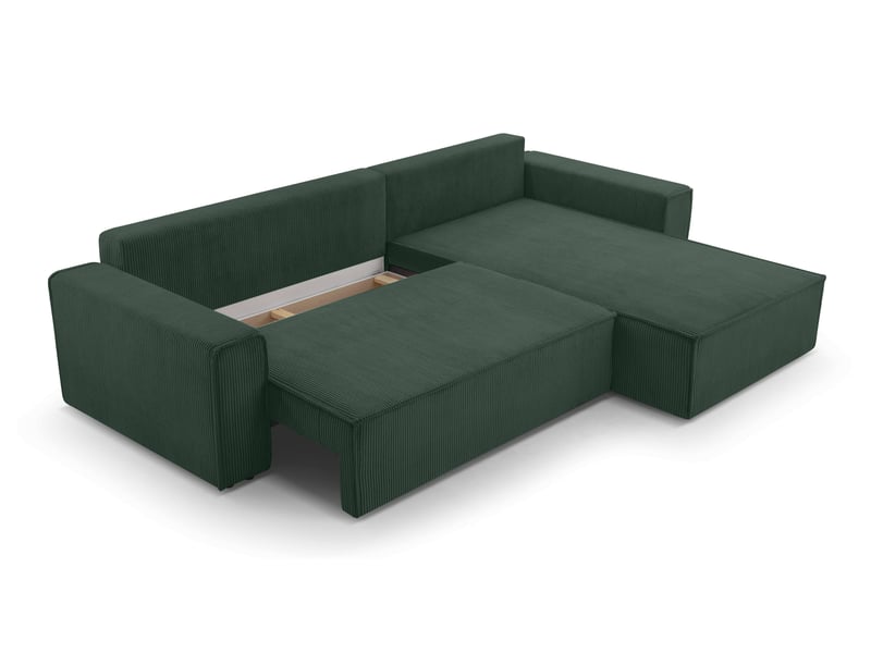  Canapé d’angle en velours côtelé vert foncé cedria – 287 cm CedriaMini - Conforama D