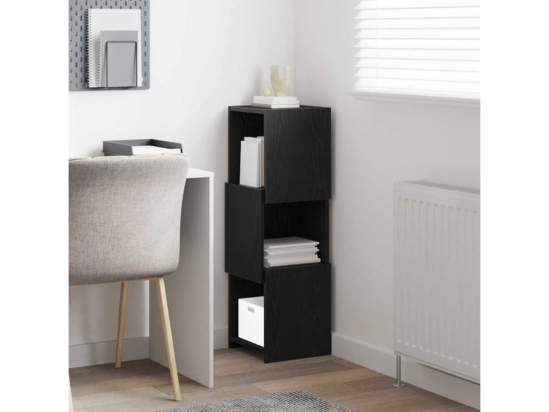  Meuble d'angle, meuble de rangement salon 30,5x30x95cm bois d'ingénierie chêne noir  - Conforama D