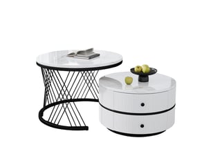 Table basse rond(e) coloris blanc <strong></strong> <strong></strong>
