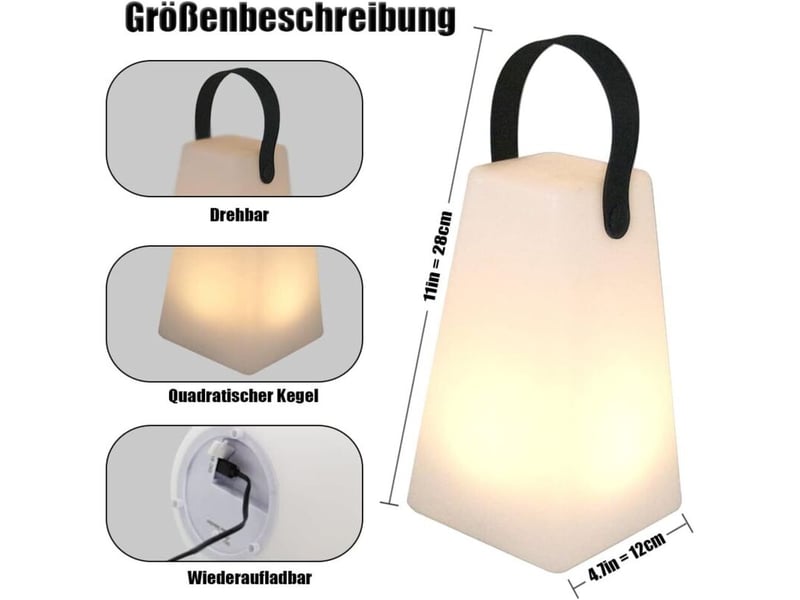  Lampe de table extérieure gradable lampe de table sans fil 8 couleurs avec télécommande  - Conforama C