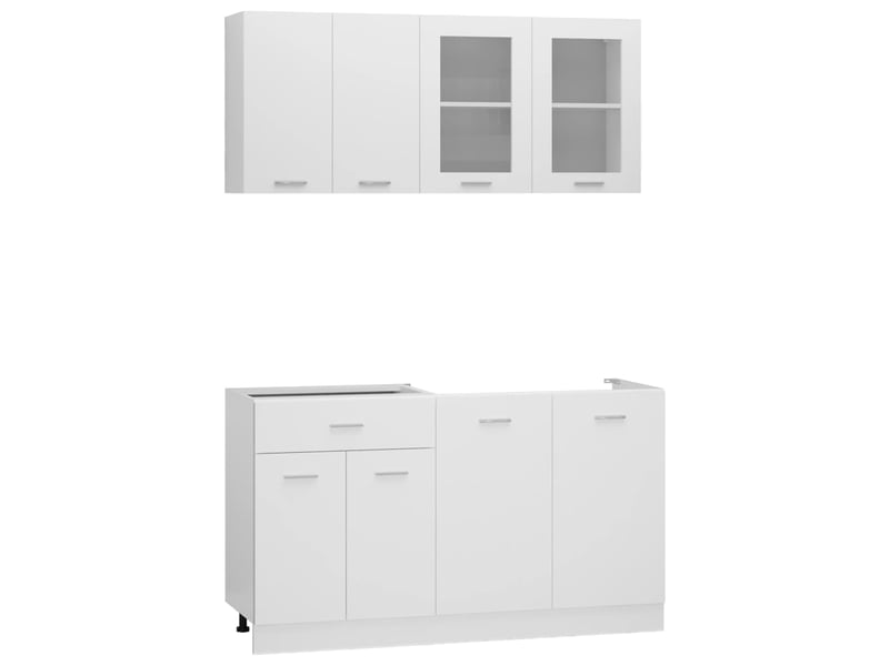  Ensemble de 4 meubles de cuisine en bois d'ingénierie blanc  - Conforama B