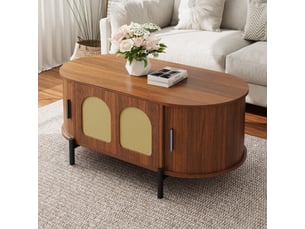 Table basse ovale coloris bois foncé <strong>OOIILLEE</strong> <strong>Luxe haut de gamme</strong> - 50 cmx100 cm