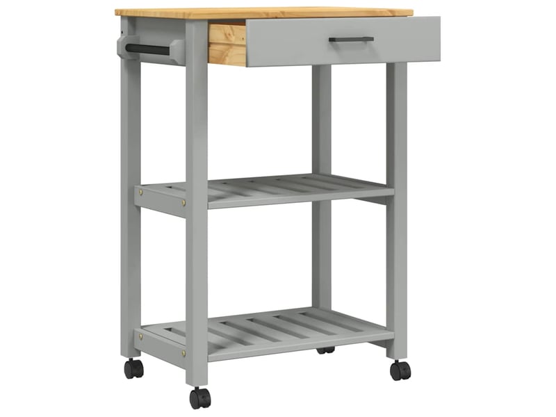  Desserte de cuisine, chariot de rangement monza 60x40x88,5 cm bois massif de pin shl62304  - Conforama D