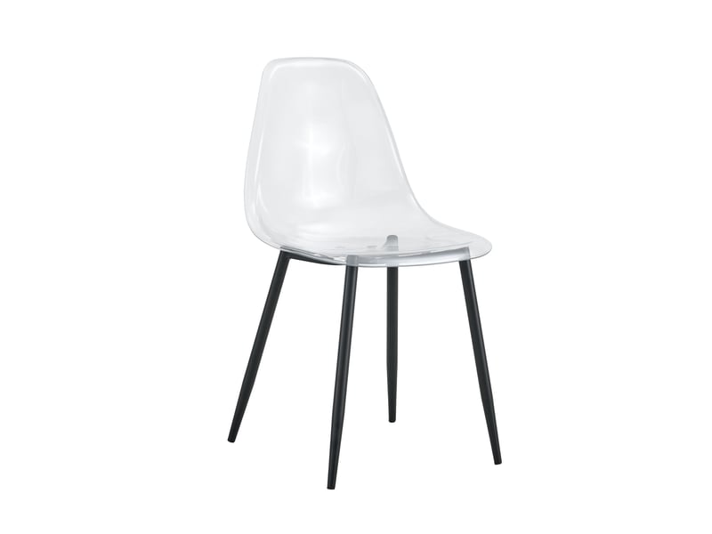  Lot de 4 chaises de salle à manger,transparentes,plastique et métal,noir  - Conforama D