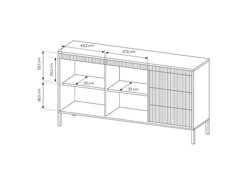  Buffet hatomo, 3 tiroirs, 154x40x81h cm beige Hatomo - Conforama D