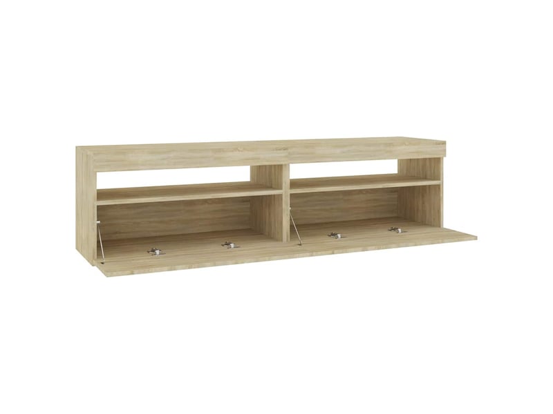 Lot de 2 meuble tv bas salon avec lumières led chêne sonoma 75x35x40 cm - Conforama C