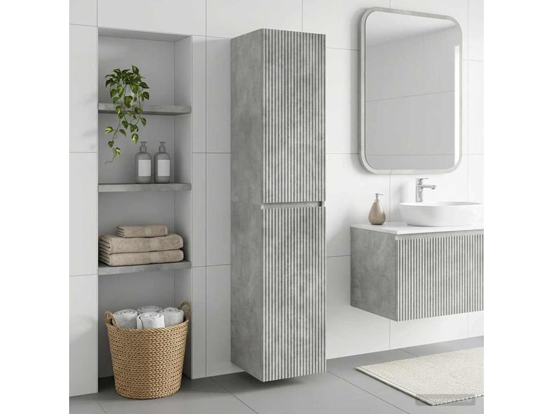 Cabinet salle de bain mural, meuble de rangement gris béton 33x34.5x160 cm shl6925 - Conforama B
