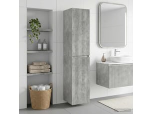 Cabinet salle de bain mural, meuble de rangement gris béton 33x34.5x160 cm shl6925
