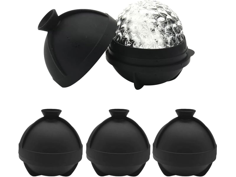  Lot de 4 moules à glaçons en silicone, bacs à glaçons avec couvercle entonnoir, grands moules à glaçons réutilisables pour whisky, cocktails, bière  - Conforama A