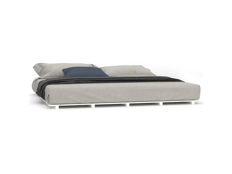  Lit double- lit adulte -  cadre de lit sans matelas blanc 200x200 cm bois massif de pin  - Conforama A