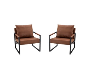 Fauteuil fixe <strong>OKMYHOME</strong> <strong></strong> Simili marron vendu A l'unité