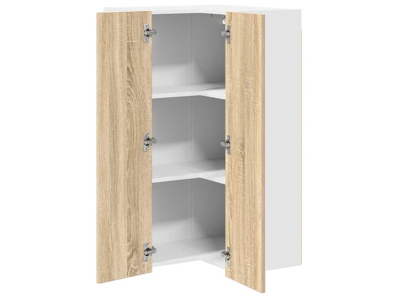 Meuble de rangement cuisine, armoire suspendue chêne sonoma et blanc 57x57x100cm - Conforama E