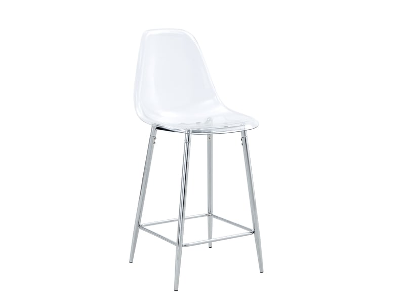 Tabourets de bar lot de 2 avec repose-pieds - lpospi - assise transparente, structure métal - plastique, argent - Conforama A