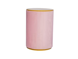 Table de chevet 3 tiroirs ronde rembourrée velours plateau marbre quincaillerie dorée meuble rangement moderne chambre salon rose