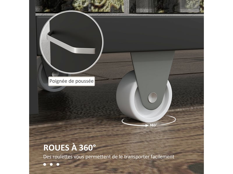  Chariot de rangement à 3 niveaux chariot de stockage étagère sur roulettes avec poignée - 48 x 15 x 80 cm noir  - Conforama E