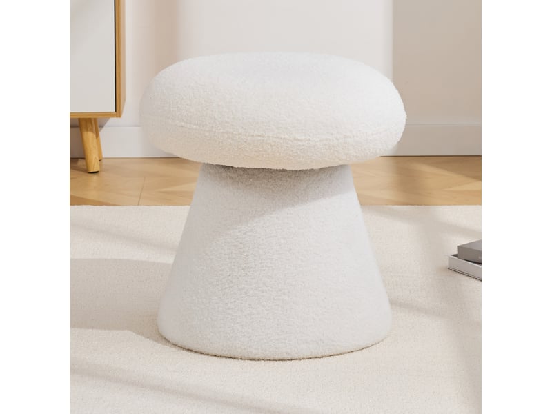  Pouf pivotant 360° en tissu teddy blanc 41x41x44 cm  - Conforama B