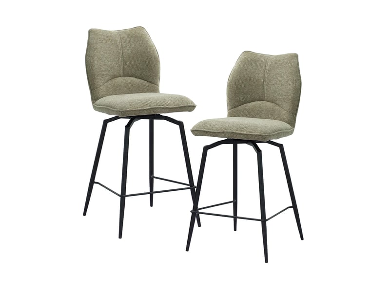 Stela - lot de 2 tabourets pivotants en tissu taupe piètement métal noir STELA-TAU - Conforama A