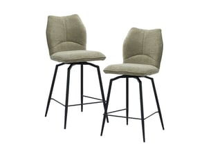 Stela - lot de 2 tabourets pivotants en tissu taupe piètement métal noir