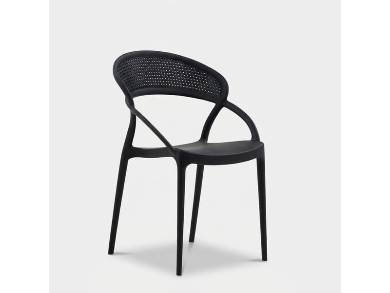  Lot de 4 chaises empilables pour intérieur et extérieur marsala - noir  - Conforama C