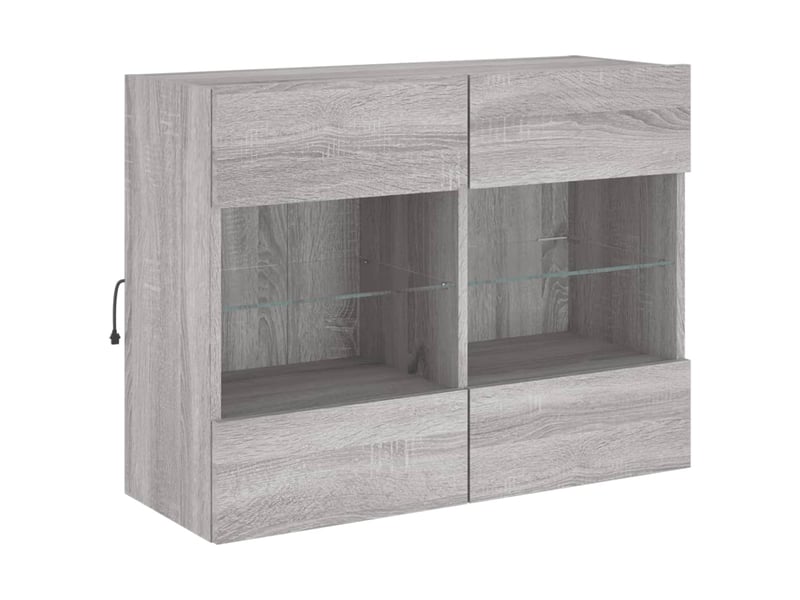  Meuble tv - banc tv - meuble de rangement mural avec lumières led sonoma gris 78,5x30x60,5 cm  - Conforama E