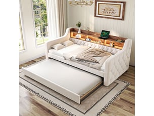Lit gigogne 90x190 cm SOGEU   coloris beige